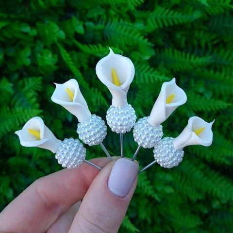 Kit 5 Enfeites de Cuia Flor Copo de Leite Pérola - comprar online