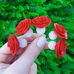 Kit 5 Enfeites de Cuia Rosa Vermelho Pérola - comprar online