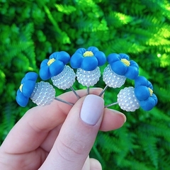 Kit 5 Enfeites de Cuia Florzinha Azul Pérola - comprar online