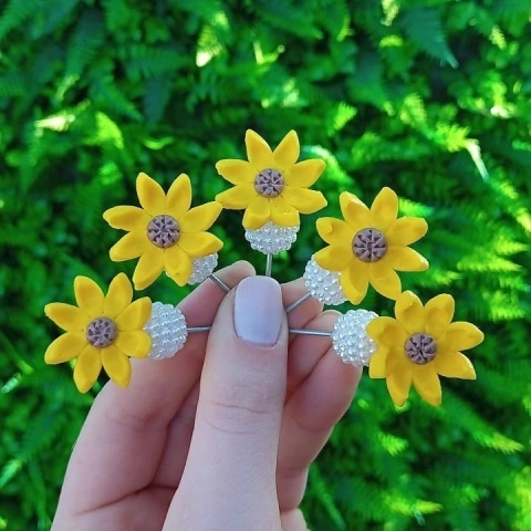 Kit 5 Enfeites de Cuia Girassol Pérola - comprar online