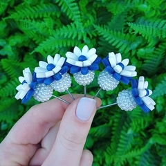 Kit 5 Enfeites de Cuia margarida bicolor " Azul " Pérola - comprar online