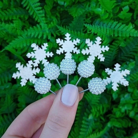 Kit 5 Enfeites de Cuia Neve com Pérola - comprar online