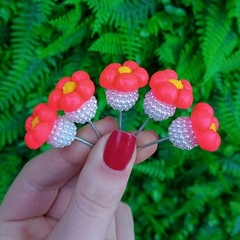Kit 5 Enfeites de Cuia Florzinha Rosa Neon Pérola