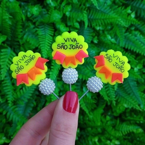 Kit 3 Enfeites de Chimarrão " Viva São João Pérola