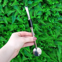 Bomba de Chimarrão Inox " Preto " Tubo 22cm