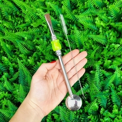 Bomba Rosqueável em Inox Pedra Acrílica " Cuia Amarelo Neon " - comprar online