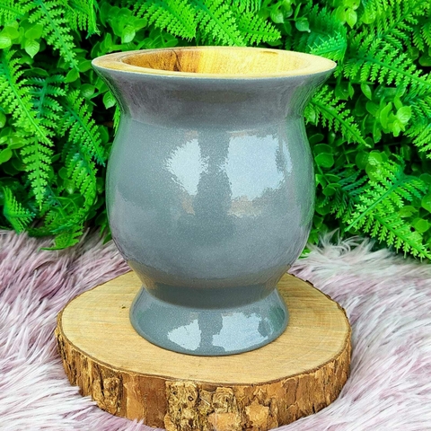 Cuia de Madeira Imbuia Popi " Cinza Perolado " - comprar online