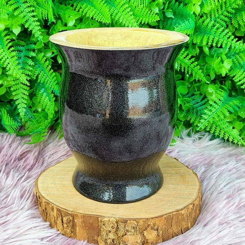 Cuia de Madeira Imbuia Popi " Preto Perolado " - comprar online
