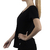 REMERA CUELLO V JERSEY PEINADO NEGRO