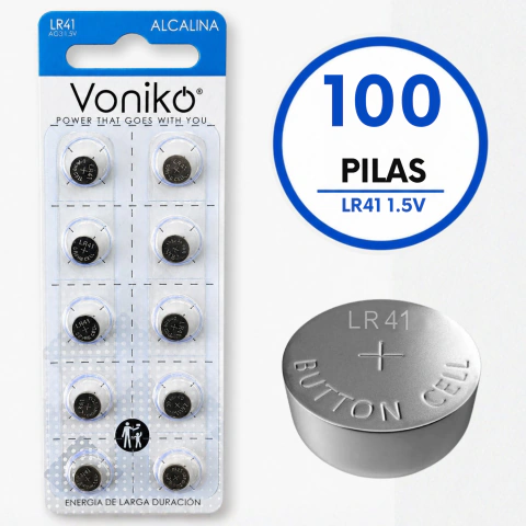 Pilas Boton LR41 Pack X100 Voniko Alcalina 1.5V AG3 192