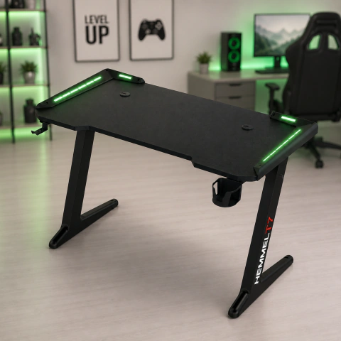 Escritorio Gamer Con Led Rgb Hemmel HMG120 Fibra Carbono