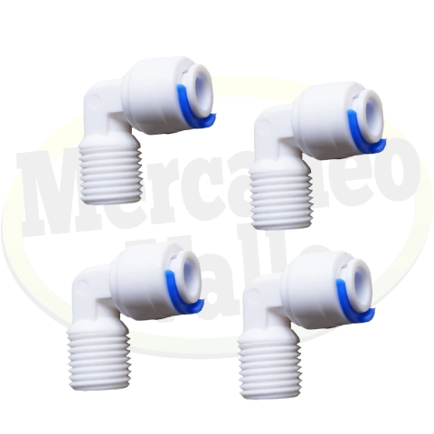 kit x4 ACOPLE CODO 1/4 MANGUERA X 1/4 ROSCA MACHO NPT Referencia: 108-DCC002A