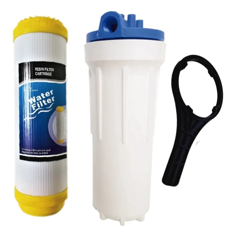 Carcasa contenedor 10 pulgadas Blanco conexión 1/2 con membrana Resina ion retira magnesio y calcio. c-315-066-