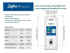 Termotanque Señorial 95 Lts Electrico Superior Colgar O Apoyar - comprar online