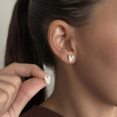 Brinco Coração Alongado Cravejado RF: B0036 - comprar online