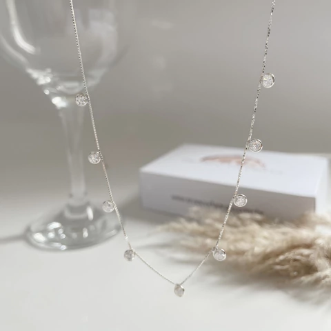 Choker Zircônias Cristal Grudadas 45cm RF: C0040 - comprar online