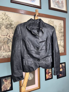 jaqueta couro moais - P