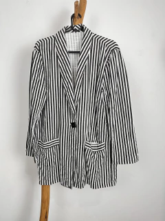 blazer linho listras - M