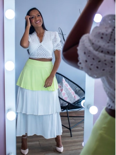 Saia Longuete Camadas Bicolor na internet