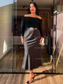 Blusa Manga Longa Canelada Preta - loja online