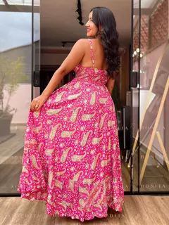 Vestido Ana Rosa Longo Decote V em Seda na internet