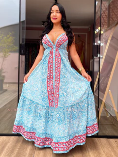 Vestido Paola Azul Seda Indiaana - comprar online