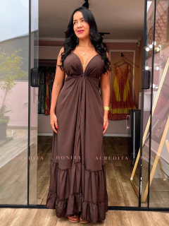 Vestido Afrodite Marrom Seda Indiana - comprar online