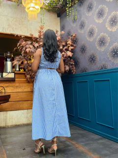 Vestido Heloísa listrado Azul - loja online