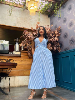 Vestido Heloísa listrado Azul na internet