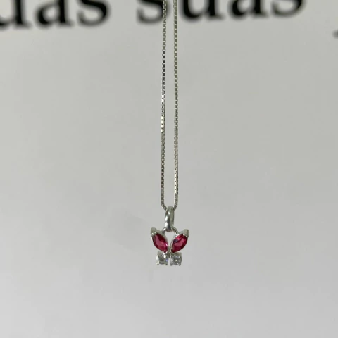 Pingente Rosa e Zircônia