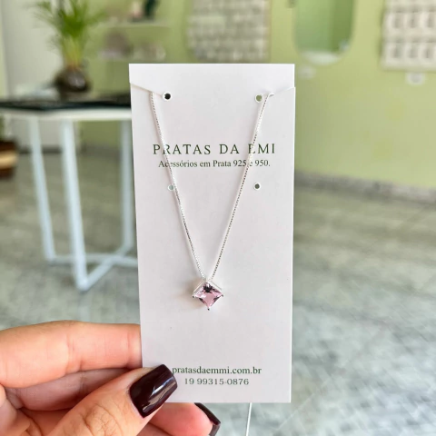 Gargantilha Quadrada Com Cor