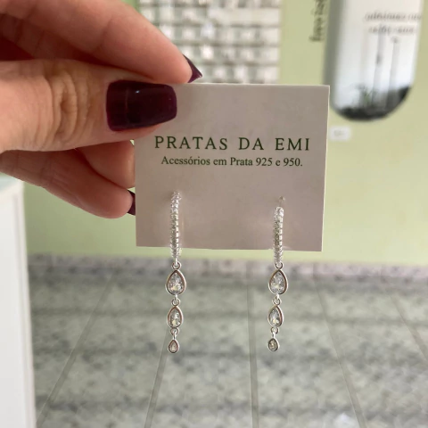 Brinco Argola Varias Gotas Cravejado