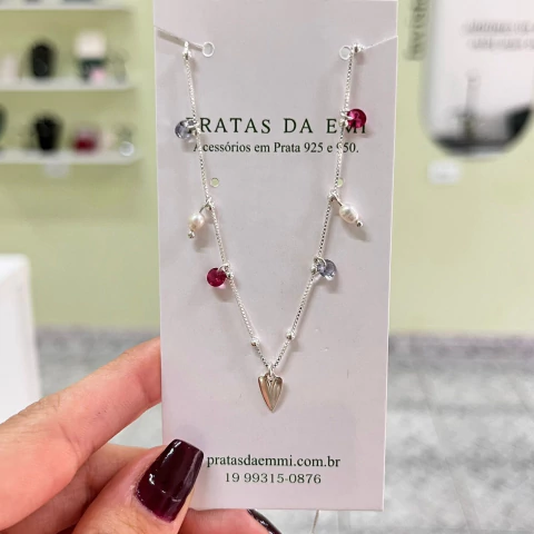 Gargantilha Veneziana Bolinha Coração Liso - comprar online