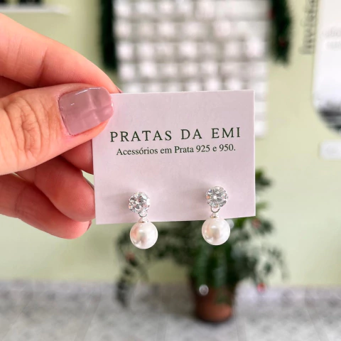 Brinco Pérola e Zircônia - comprar online