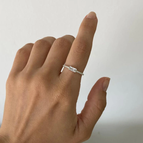 Anel Pedra Quadrada Cravejado