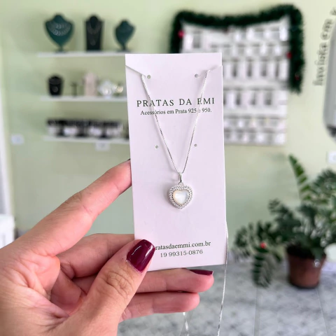 Gargantilha Coração Madrepérola Cravejado - comprar online