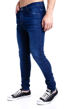 165D - Pantalón de Jean Elastizado, Localizado Marino Oscuro, - wintertex