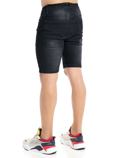 166G - Bermuda de Jean Elastizado, Negra Localizada - comprar online