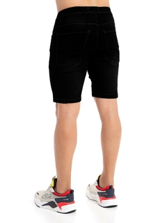 166N - Bermuda de Jean Elastizado, Negro - comprar online