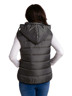 239 - Chaleco de Mujer Matelase de Bastones con Capucha