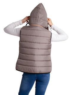 239 - Chaleco de Mujer Matelase de Bastones con Capucha - wintertex