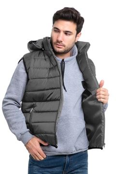 237 - Chaleco Matelase de Bastones con Capucha Desmontable - tienda online