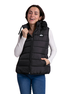 239E - Chaleco Talle Especial de Mujer Matelase de Bastones con Capucha