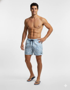 381 - Short de baño Estampado Hojas Microfibra Con Suspensor - comprar online