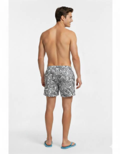 381E - Short de baño Talle Especial Estampa Hojas Microfibra Con Suspensor - tienda online