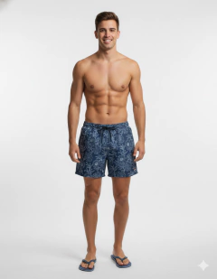 382E - Short de baño Talle Especial Estampa Flores Microfibra Con Suspensor