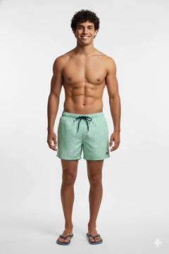 382E - Short de baño Talle Especial Estampa Flores Microfibra Con Suspensor - wintertex