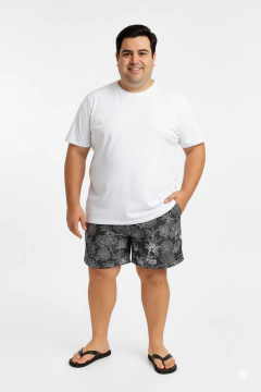 382E - Short de baño Talle Especial Estampa Flores Microfibra Con Suspensor - comprar online