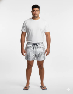 383E - Short de baño Talle Especial Estampa Rayas Microfibra Con Suspensor - tienda online