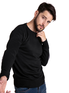 4403 - Sweater Importado de Acrílico Liso con Pitucón Cuello Redondo